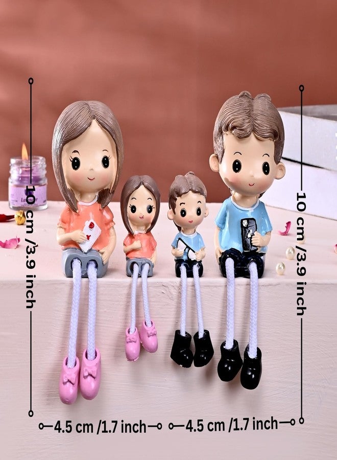ascension Adorable Cute Family Figurines Mom Dad Boy & Girl Sitting Hanging Legs Doll Handmade Love Showpiece Decorative Items for Tabletop Birthday Gift Wedding Valentine's Day Home & Office Décor - Image 4